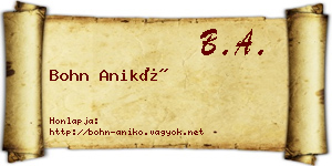 Bohn Anikó névjegykártya